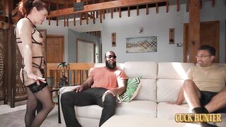 CuckHunter Audrey Hollander Hotwife's First BBC Experience Cuckold Husband Watches Every Second