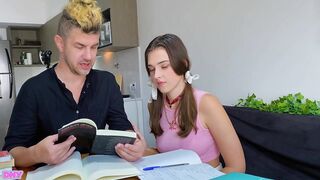 SEXY STUDENT SUCKS TEACHER'S DICK UNDER THE TABLE