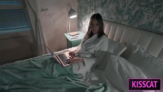 S2E5: Step mom helps to cum step son in share bed while working till get pussy creampie and facial