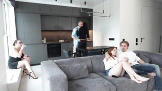 Step-Aunt MILF Plays Cuckold – Feeds Lube While Orgy Goes Anal