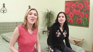 Satin Bloom and Arwen fuck a black cock in their pussy and ass