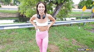 Jessie Belle Jogs Onto the Bus for Some Dick