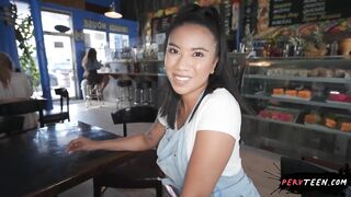 Touching a Hot Booty Latina Waitress While She Attends Customers