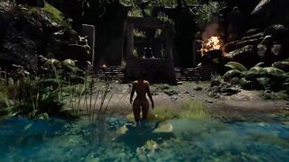 The ancient statue suddenly woke up and began rhythmically fucking Lara. 3D Hentai Game