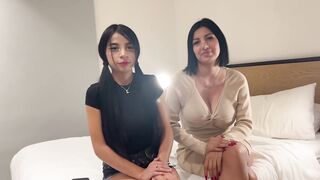 Petite 19 Year Old Teen with Big Natural Tits Brings Stepmom to Her First Porn Casting