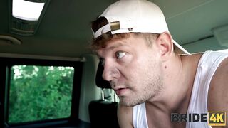 BRIDE4K. Slutty bride showed her perfect natural tits and pussy to strangers