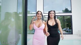 Outdoor Gangbang 9 Guys Fuck 2 Sluts in Lingerie with Anal and DP