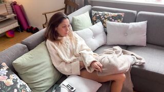 Hot milf got horny and begged to be fucked in the sofa