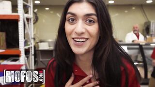 MOFOS - Horny Aubry Babcock Her Knees In The Store And Sucks Off Her Coworker In Public - Aubrey Babcock